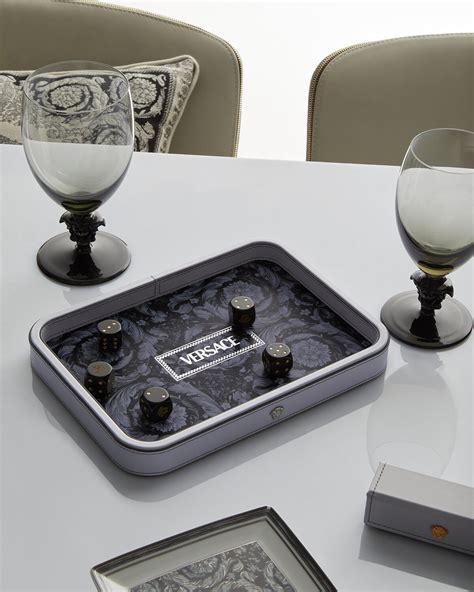 Barocco Leather Tray Gray 